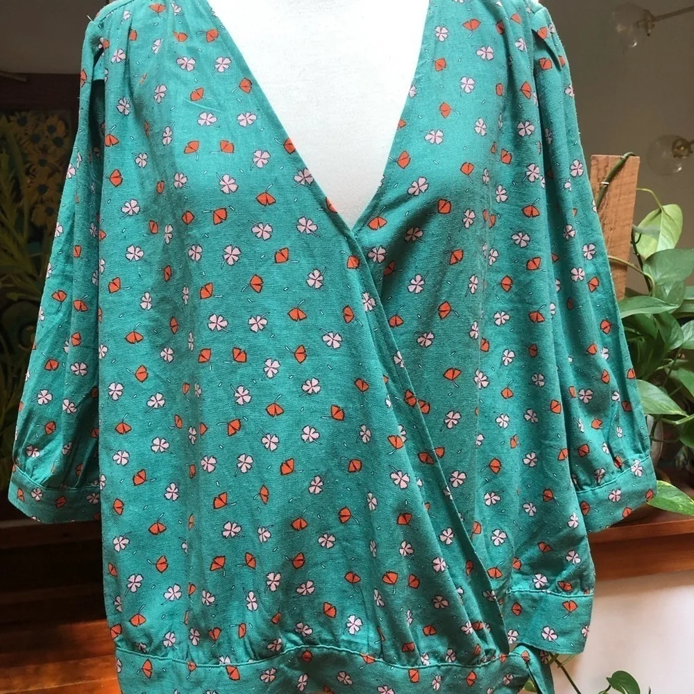 a.n.a Floral Linen Wrap Top - Picture 5 of 5